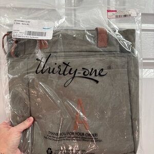 Thirty-One Thermal Market - Olive Tote with Brown monogrammed “A” Accent
